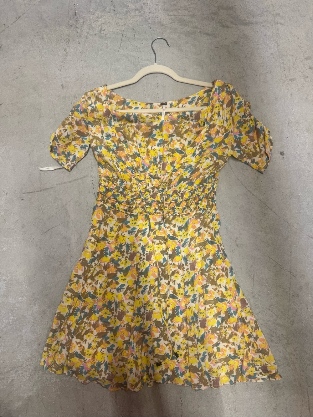 Free People Yellow Floral Mini Dress